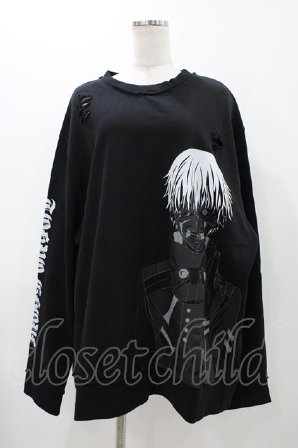 画像1: QOOZA / 東京喰種×QOOZA金木研 ダメージスウェット  ブラック H-25-11-23-031-0-TO-KB-ZH (1)