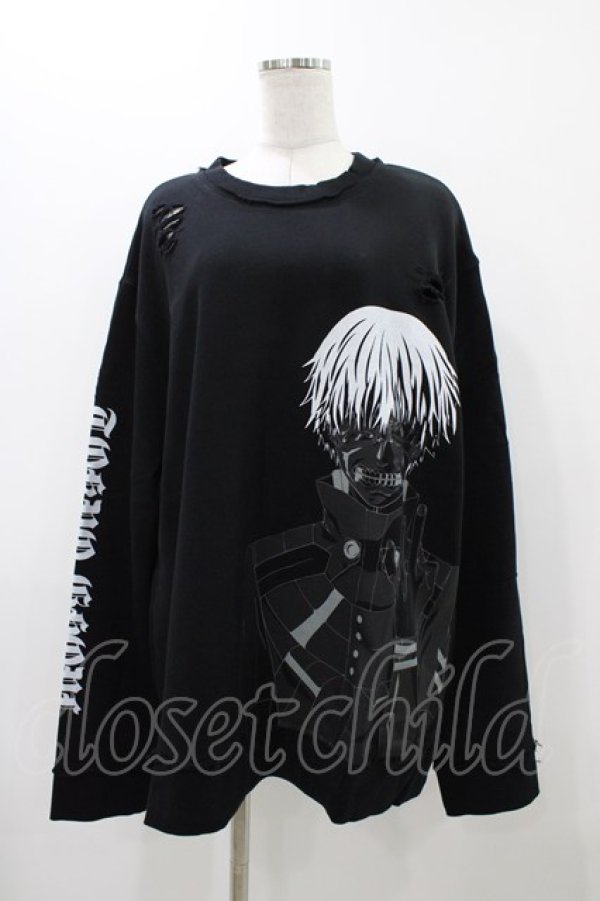 画像1: QOOZA / 東京喰種×QOOZA金木研 ダメージスウェット  ブラック H-25-11-23-032-0-TO-KB-ZH (1)