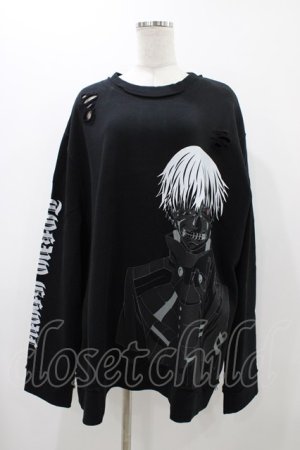 画像: QOOZA / 東京喰種×QOOZA金木研 ダメージスウェット  ブラック H-25-11-23-033-0-TO-KB-ZH