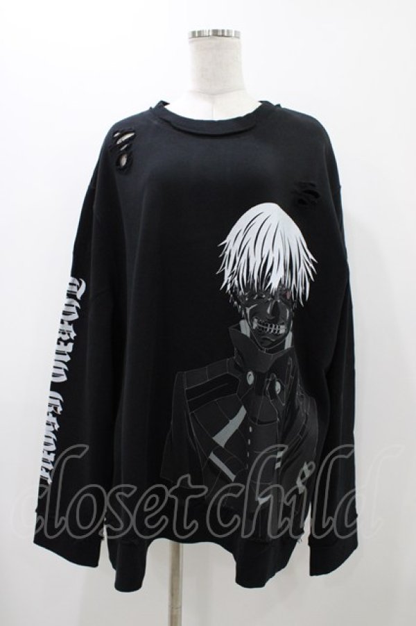 画像1: QOOZA / 東京喰種×QOOZA金木研 ダメージスウェット  ブラック H-25-11-23-033-0-TO-KB-ZH (1)