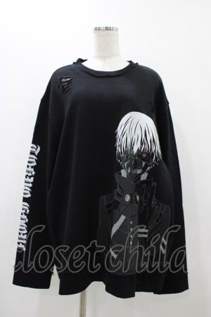 画像: QOOZA / 東京喰種×QOOZA金木研 ダメージスウェット  ブラック H-25-11-23-034-0-TO-KB-ZH