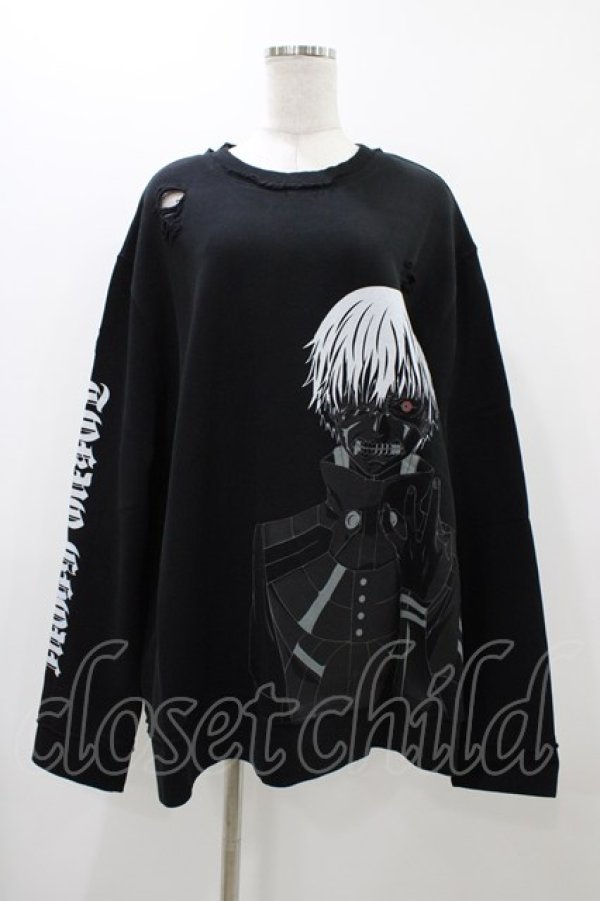 画像1: QOOZA / 東京喰種×QOOZA金木研 ダメージスウェット  ブラック H-25-11-23-036-0-TO-KB-ZH (1)