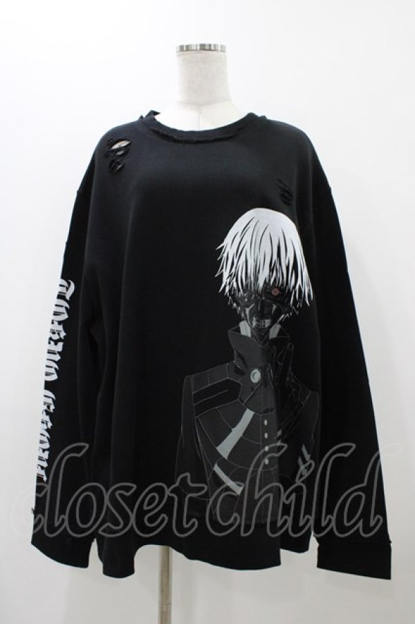 画像1: QOOZA / 東京喰種×QOOZA金木研 ダメージスウェット  ブラック H-25-11-23-037-0-TO-KB-ZH (1)