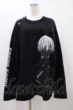 画像: QOOZA / 東京喰種×QOOZA金木研 ダメージスウェット  ブラック H-25-11-23-038-0-TO-KB-ZH