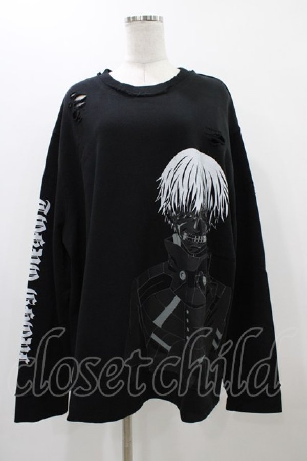 画像1: QOOZA / 東京喰種×QOOZA金木研 ダメージスウェット  ブラック H-25-11-23-038-0-TO-KB-ZH (1)