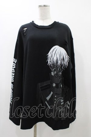 画像: QOOZA / 東京喰種×QOOZA金木研 ダメージスウェット  ブラック H-25-11-23-039-0-TO-KB-ZH