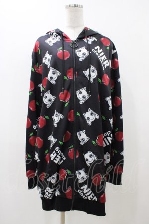 画像: NieR Clothing / 総柄ZIPパーカー  ブラック H-25-11-23-046-PU-TO-KB-ZH