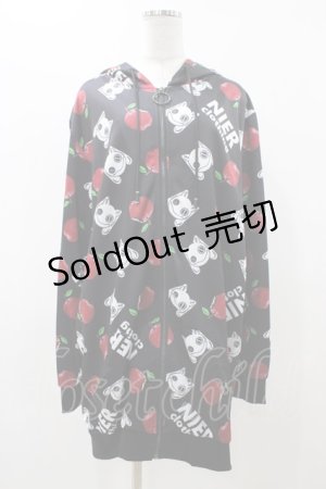 画像: NieR Clothing / 総柄ZIPパーカー  ブラック H-25-11-23-046-PU-TO-KB-ZH