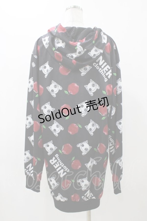 画像2: NieR Clothing / 総柄ZIPパーカー  ブラック H-25-11-23-046-PU-TO-KB-ZH (2)