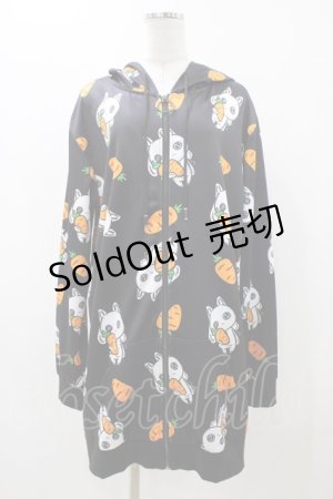 画像: NieR Clothing / 総柄ZIPパーカー  ブラック H-25-11-23-047-PU-TO-KB-ZH