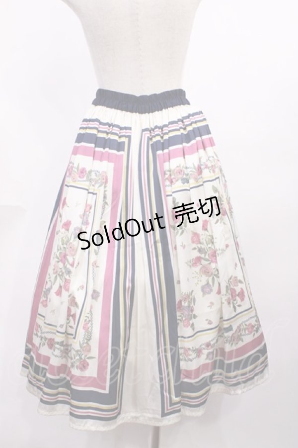 画像2: axes femme / スカーフ柄スカート M ネイビー H-25-11-23-1012-AX-SK-NS-ZH (2)