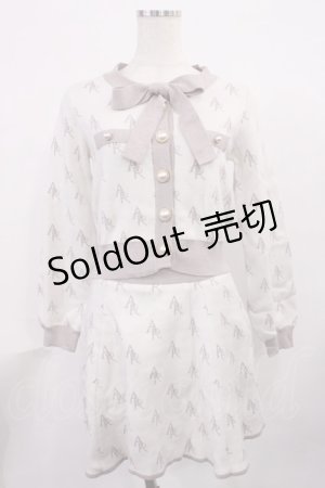 画像: Ank Rouge / モノグラムジャガードニットSET/UP M オフ/ピンク H-25-11-23-1019-CA-OP-NS-ZH