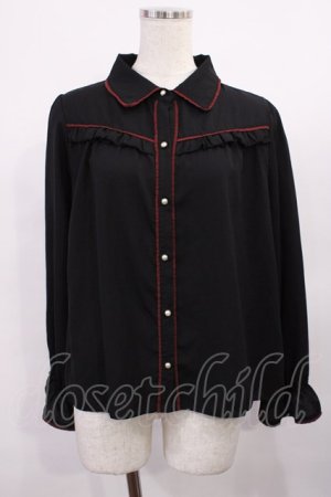 画像: axes femme / 配色フリルブラウス M ブラック H-25-11-23-1028-AX-BL-NS-ZH