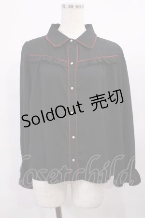 画像: axes femme / 配色フリルブラウス M ブラック H-25-11-23-1028-AX-BL-NS-ZH