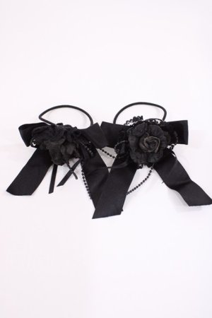 画像: metamorphose / 薔薇リボンヘアゴム  ブラック H-25-11-23-1034-ME-AC-NS-ZH