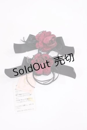 画像: metamorphose / 薔薇リボンヘアゴム  ブラック/レッド H-25-11-23-1035-ME-AC-NS-ZH