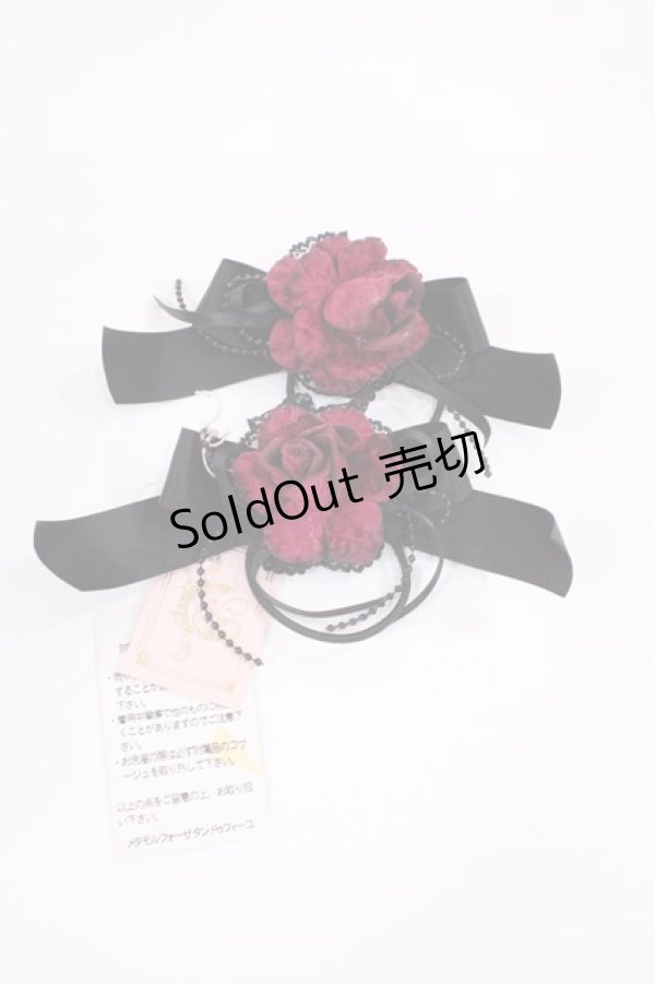 画像1: metamorphose / 薔薇リボンヘアゴム  ブラック/レッド H-25-11-23-1035-ME-AC-NS-ZH (1)