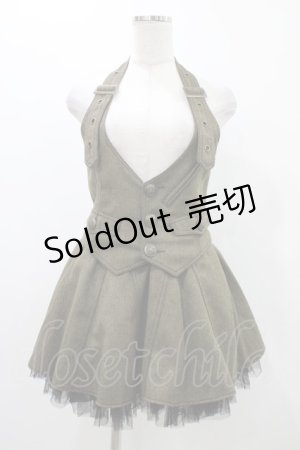 画像: ALGONQUINS / 2Wayホルターベスト付スカート  ブラウンカーキ H-25-11-23-018-AL-SK-KB-ZH