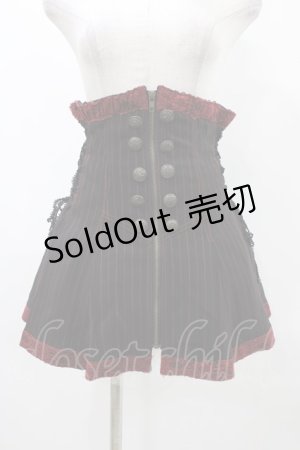 画像: ALGONQUINS / ストライプハイウエストオーバースカート  黒×赤 H-25-11-23-020-AL-SK-KB-ZH