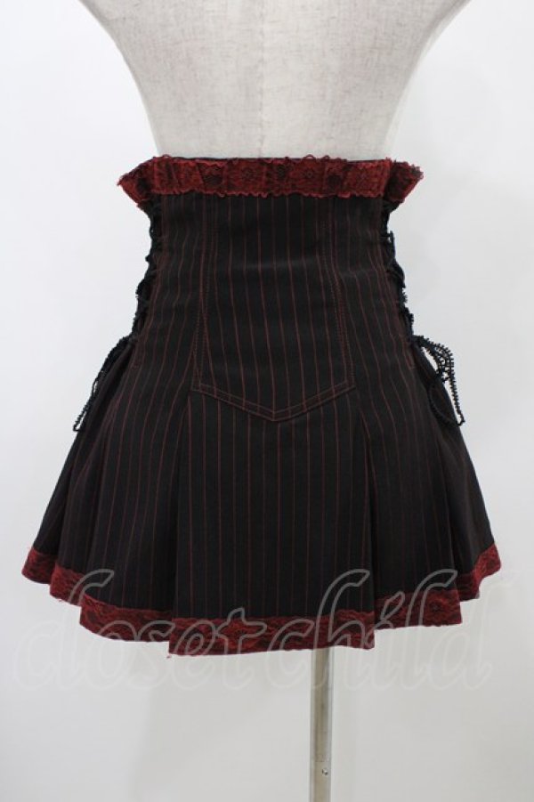 画像2: ALGONQUINS / ストライプハイウエストオーバースカート  黒×赤 H-25-11-23-020-AL-SK-KB-ZH (2)