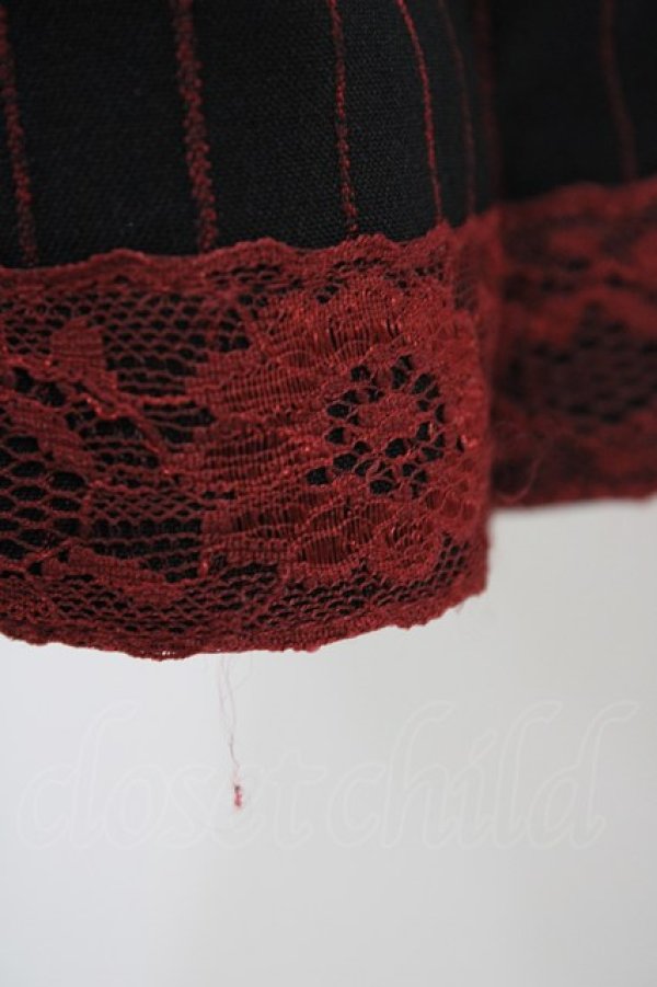 画像3: ALGONQUINS / ストライプハイウエストオーバースカート  黒×赤 H-25-11-23-020-AL-SK-KB-ZH (3)