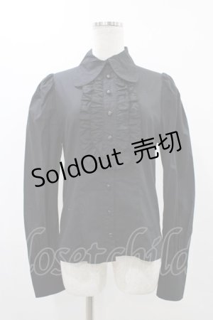 画像: PEACE NOW / フリル付ブラウス  ブラック H-25-11-23-022-PU-BL-KB-ZH