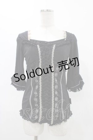画像: Ozz Croce / 薔薇刺繍レースアップトップス   H-25-11-23-024-OO-TO-KB-ZH