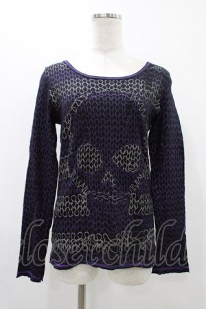 画像: ALGONQUINS / チェーンスカルプリントカットソー  黒 H-25-11-23-026-AL-TO-KB-ZH