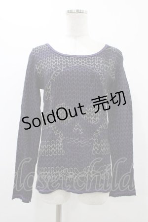 画像: ALGONQUINS / チェーンスカルプリントカットソー  黒 H-25-11-23-026-AL-TO-KB-ZH