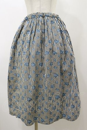 画像: Physical Drop / ハンドメイドスカート【ストライプブーケ柄】 Free ブルー H-25-11-24-1048-LO-SK-NS-ZH