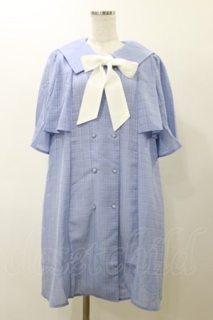 画像: axes femme / リボン付セーラー襟ワンピース M ブルー H-25-11-24-1062-AX-OP-NS-ZH