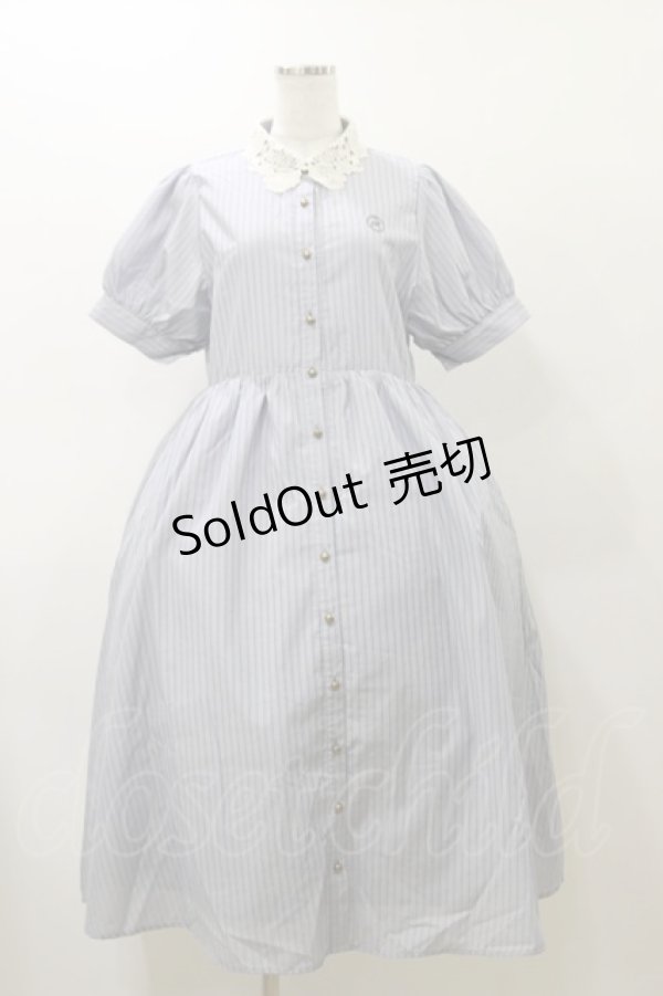 画像1: m petit by misako / ストライプワンピース M サックス H-25-11-24-1065-LO-OP-NS-ZH (1)