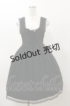 画像: metamorphose / クロス刺繍ジャンパースカート Free ブラック H-25-11-24-1071-ME-OP-NS-ZH