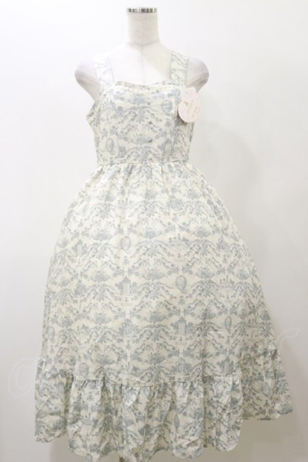 画像1: m petit by misako / MSKトワルドジュイジャンパースカート L オフ/サックス H-25-11-24-1076-LO-SK-NS-ZH (1)