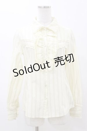 画像: axes femme / 音符ブローチ付きストライプブラウス M 生成り H-25-11-24-1025-AX-BL-NS-ZH