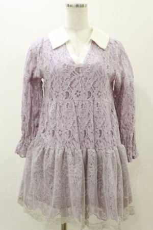 画像: axes femme / 総レースティアードチュニック Free ラベンダー H-25-11-24-1027-AX-OP-NS-ZH