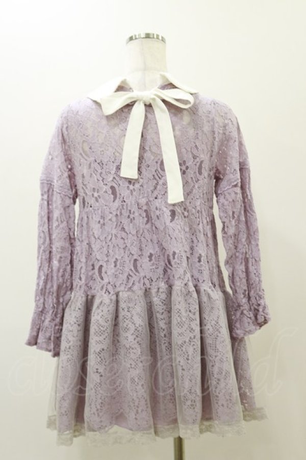画像2: axes femme / 総レースティアードチュニック Free ラベンダー H-25-11-24-1027-AX-OP-NS-ZH (2)