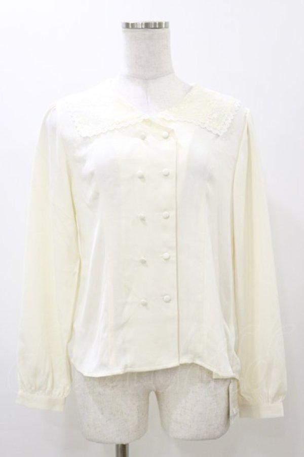 画像1: F&A / レース衿ダブル釦ブラウス Free 生成り H-25-11-24-1028-LO-BL-NS-ZH (1)