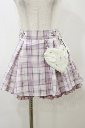 画像: Ank Rouge / 羽ボアハートチェックスカパン M ピンク H-25-11-24-1038-CA-SK-NS-ZH