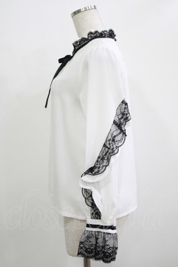画像2: Amilige / レースフリルブラウス  白 H-25-11-25-025-PU-BL-KB-ZH (2)
