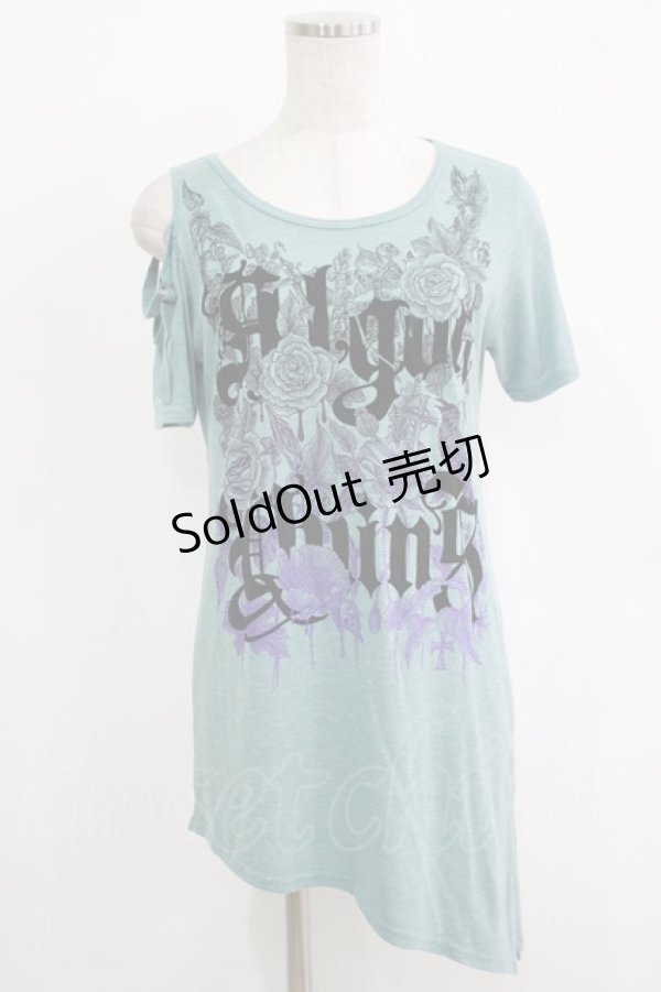 画像1: ALGONQUINS / アシメ半袖カットソー  ミント H-25-11-25-035-AL-TO-KB-ZT464 (1)