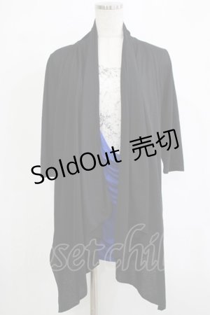 画像: ALGONQUINS / ドレープレイヤード風カットソー  黒×白×青 H-25-11-25-037-AL-TO-KB-ZH