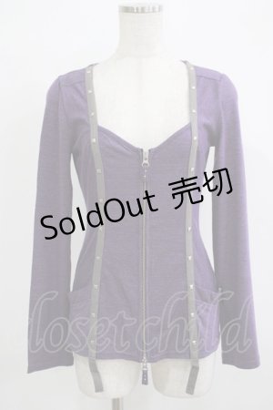 画像: Ozz Croce / ZIPカットソーカーディガン  パープル H-25-11-25-039-OO-TO-KB-ZH