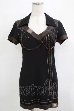 画像: OZZ ANGELO / レースチャーム風カットソー  黒 H-25-11-25-040-OO-TO-KB-ZH