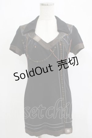 画像: OZZ ANGELO / レースチャーム風カットソー  黒 H-25-11-25-040-OO-TO-KB-ZT1127J