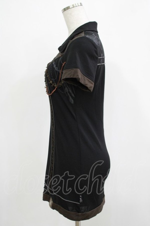 画像2: OZZ ANGELO / レースチャーム風カットソー  黒 H-25-11-25-040-OO-TO-KB-ZH (2)