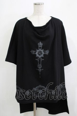 画像: SEX POT ReVeNGe / クロスプリントロングトップス  ブラック H-25-11-25-043-SP-TO-KB-ZT1127J