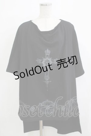 画像: SEX POT ReVeNGe / クロスプリントロングトップス  ブラック H-25-11-25-043-SP-TO-KB-ZT470