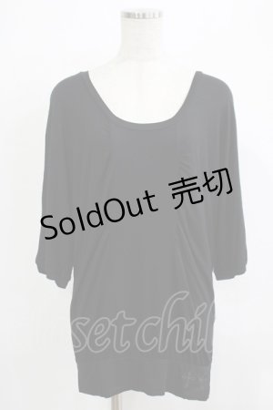 画像: Ozz Croce / バックプリントドルマンカットソー  黒 H-25-11-25-045-OO-TO-KB-ZH