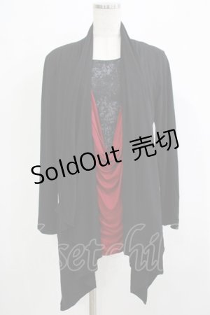 画像: ALGONQUINS / レイヤード風切替カットソー  黒×ワイン H-25-11-25-048-AL-TO-KB-ZH